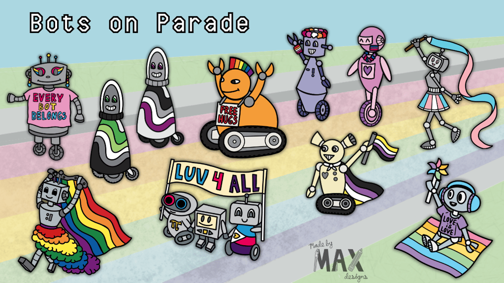 Bots on Parade - Prideful Robot Enamel Pin Collection